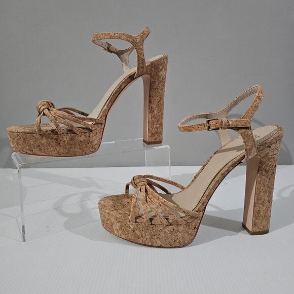 NEW Paige Candice Platform Womens Size 10 Cork Sandal Strappy Block High Heel - Picture 2 of 13